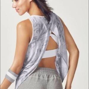 Fabletics Millie Tank Heathered Gray Open Back NWT